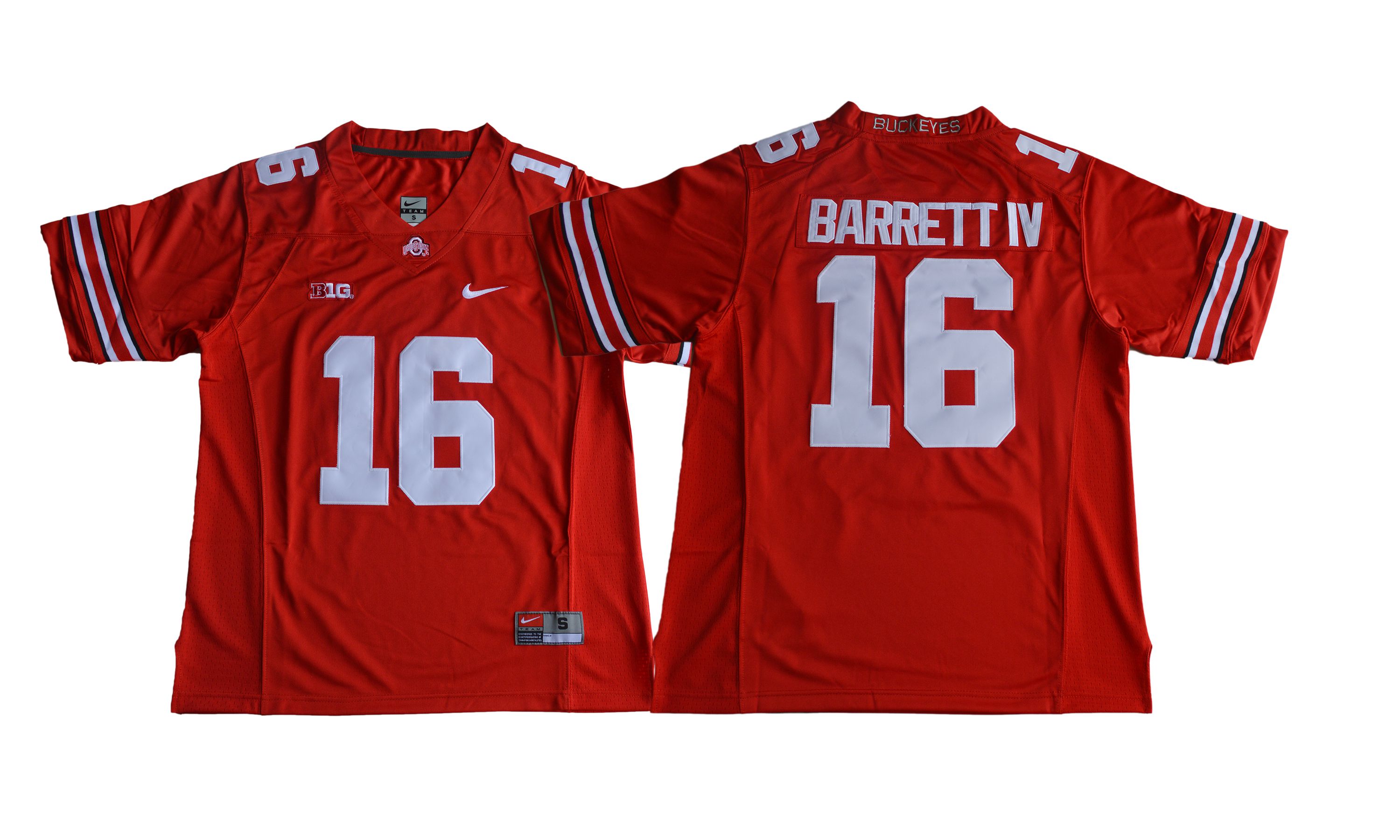 Men NCAA 2017 Ohio State Buckeyes  #16 J.T. Barrett IV red jersey->ncaa teams->NCAA Jersey